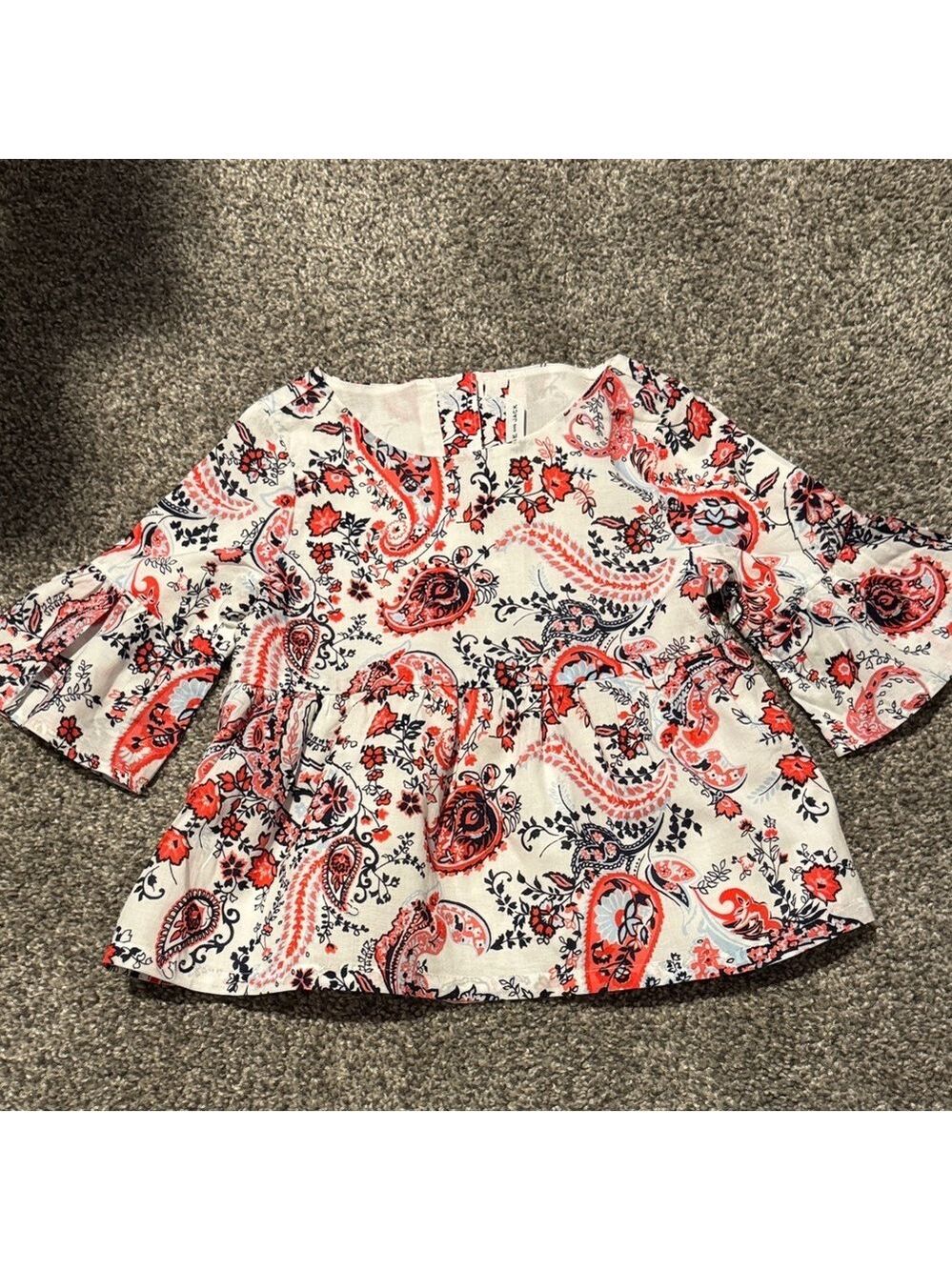 Janie and Jack Paisley Peplum Blouse with Bell Sleeves